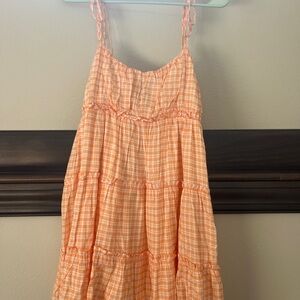 F21 Orange Plaid Dress